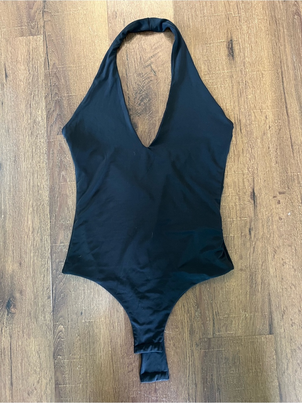 Black Halter V-Neck Bodysuit